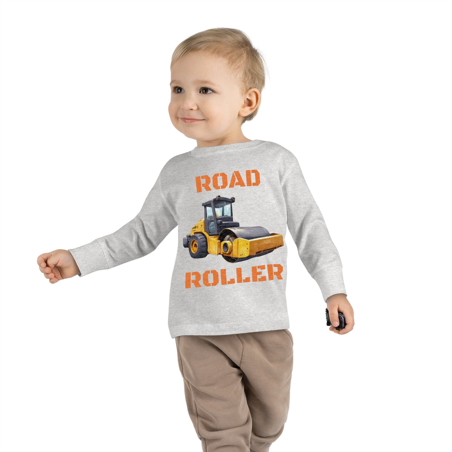 Road Roller Construction Vehicle Toddler Long Sleeve Tee