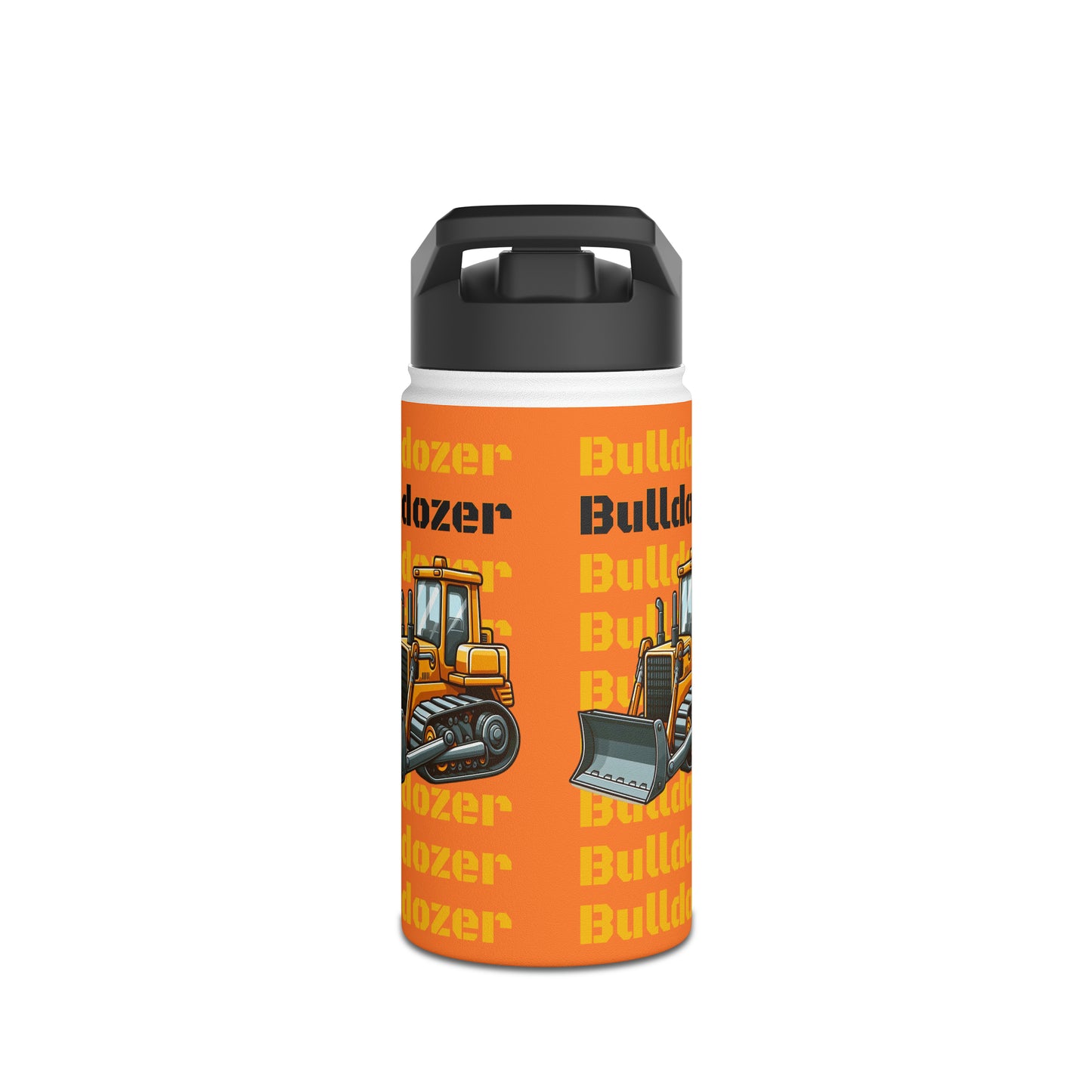 Kids & Toddler Bulldozer Construction Vehicle Stainless Steel Water Bottle, Standard Lid