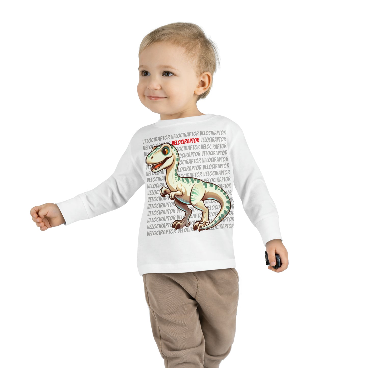 Velociraptor Dinosaur Cartoon Toddler Long Sleeve T-shirt