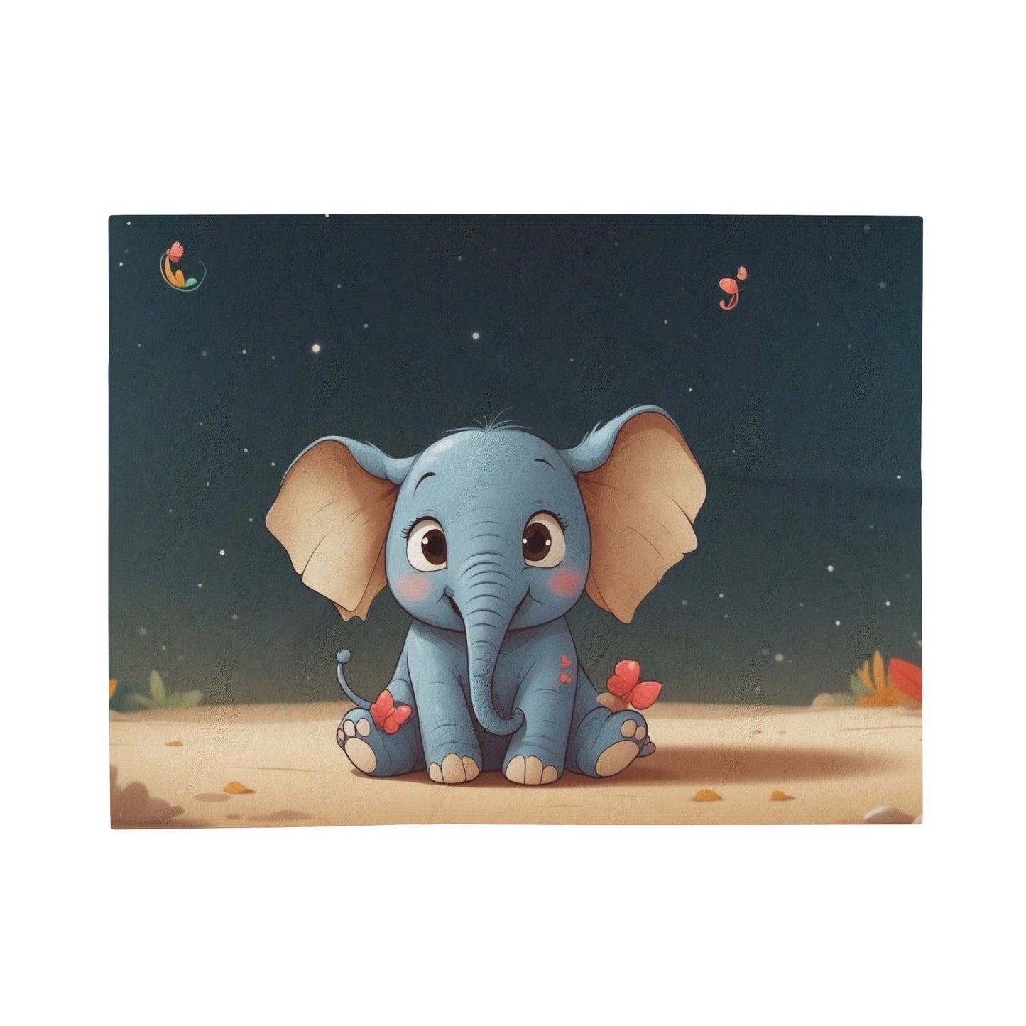 Cute Baby Elephant - Toddler Velveteen Plush Blanket