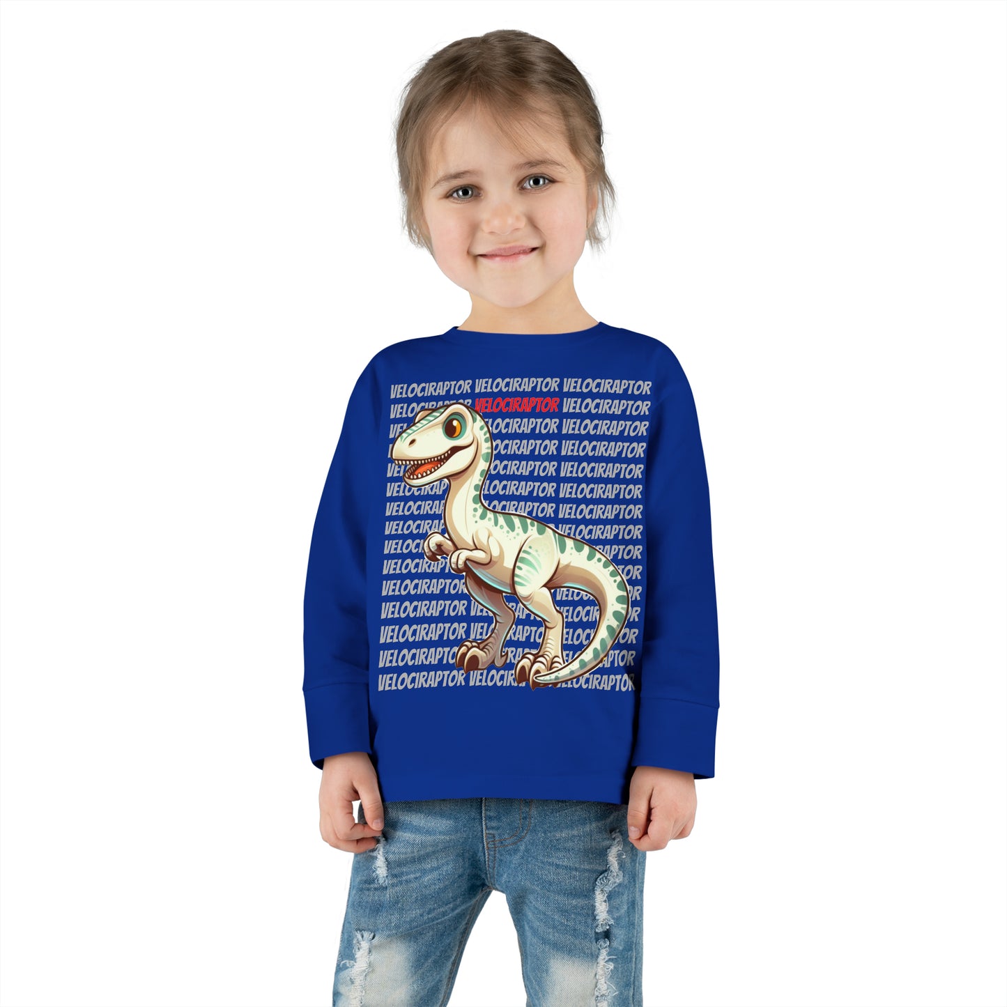 Velociraptor Dinosaur Cartoon Toddler Long Sleeve T-shirt