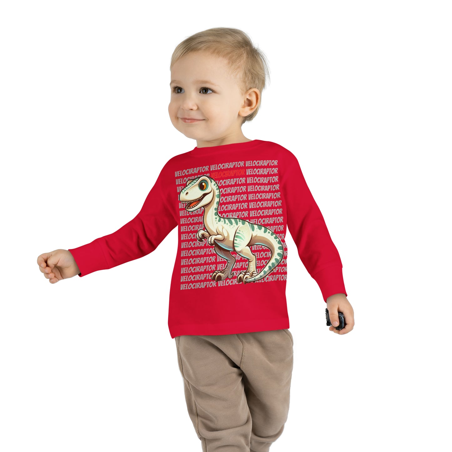 Velociraptor Dinosaur Cartoon Toddler Long Sleeve T-shirt