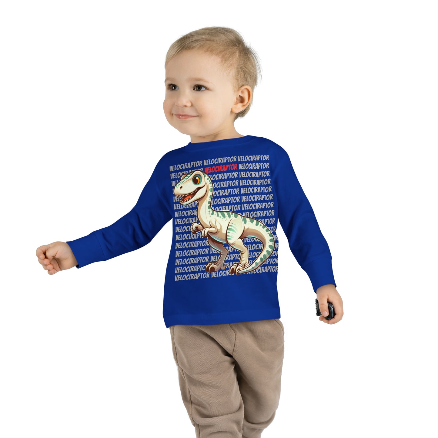 Velociraptor Dinosaur Cartoon Toddler Long Sleeve T-shirt