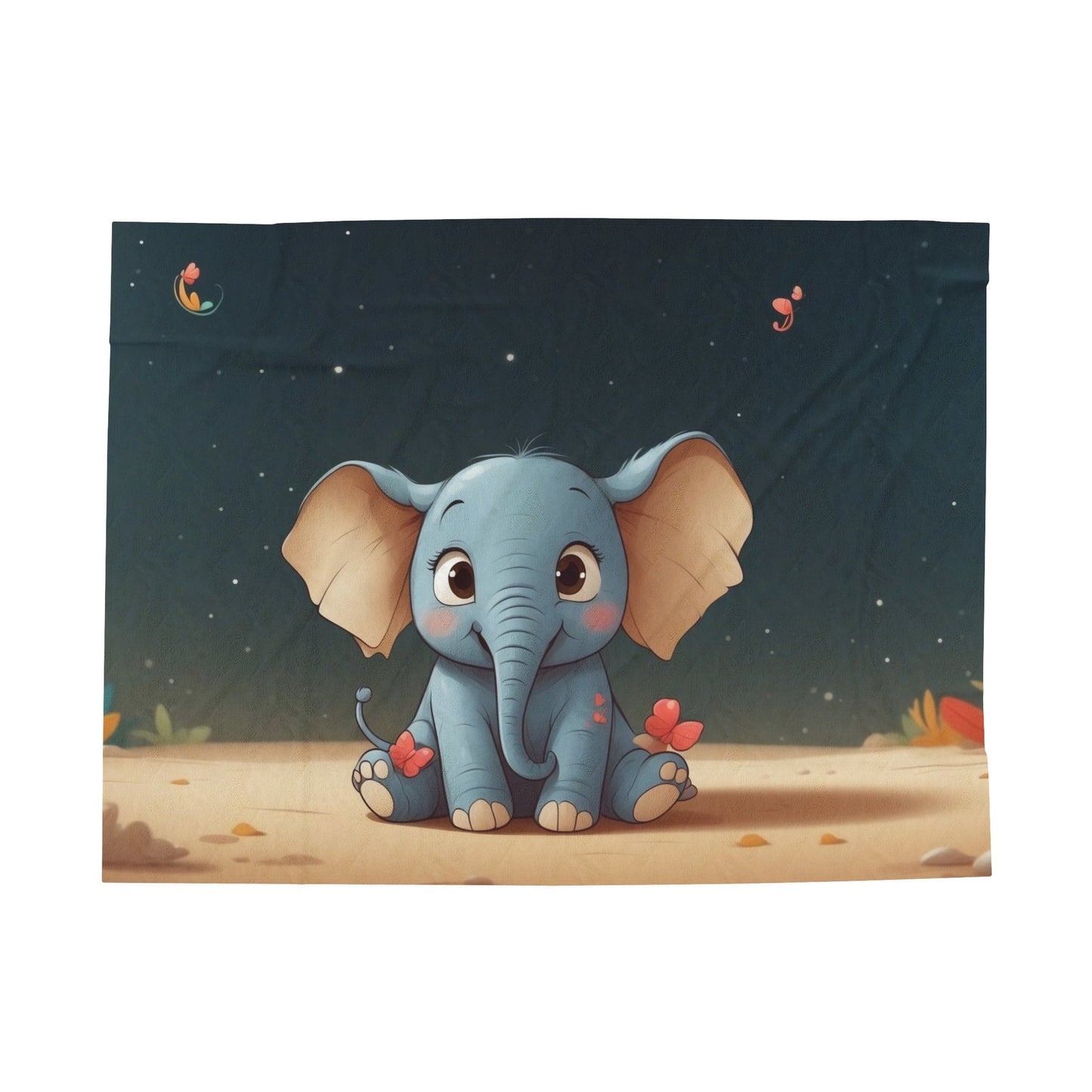 Cute Baby Elephant - Toddler Velveteen Plush Blanket