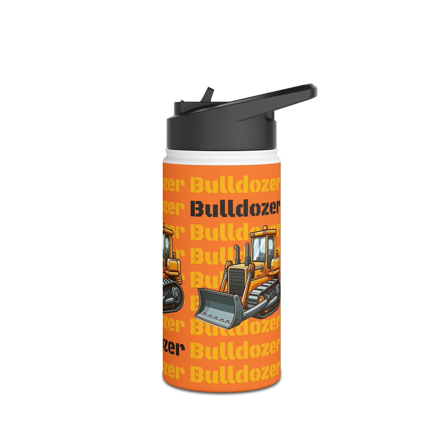 Kids & Toddler Bulldozer Construction Vehicle Stainless Steel Water Bottle, Standard Lid