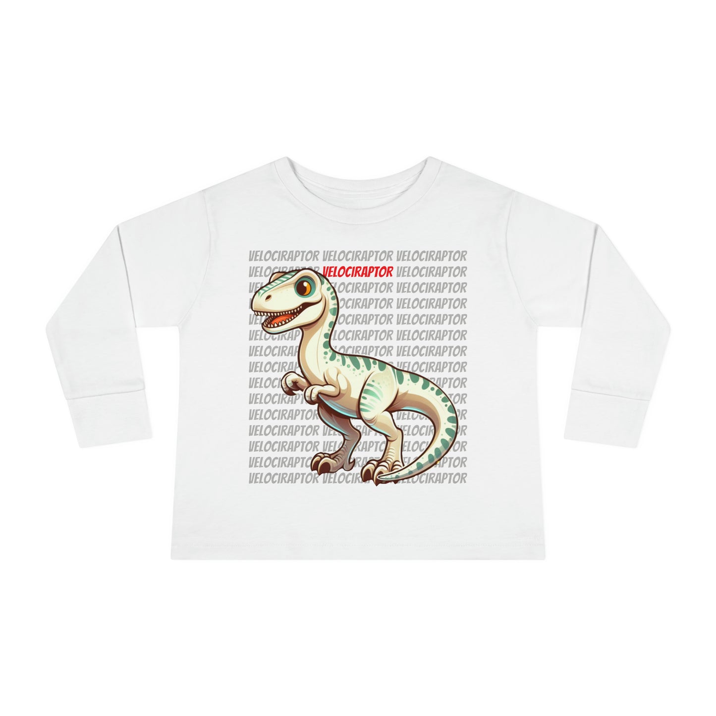 Velociraptor Dinosaur Cartoon Toddler Long Sleeve T-shirt