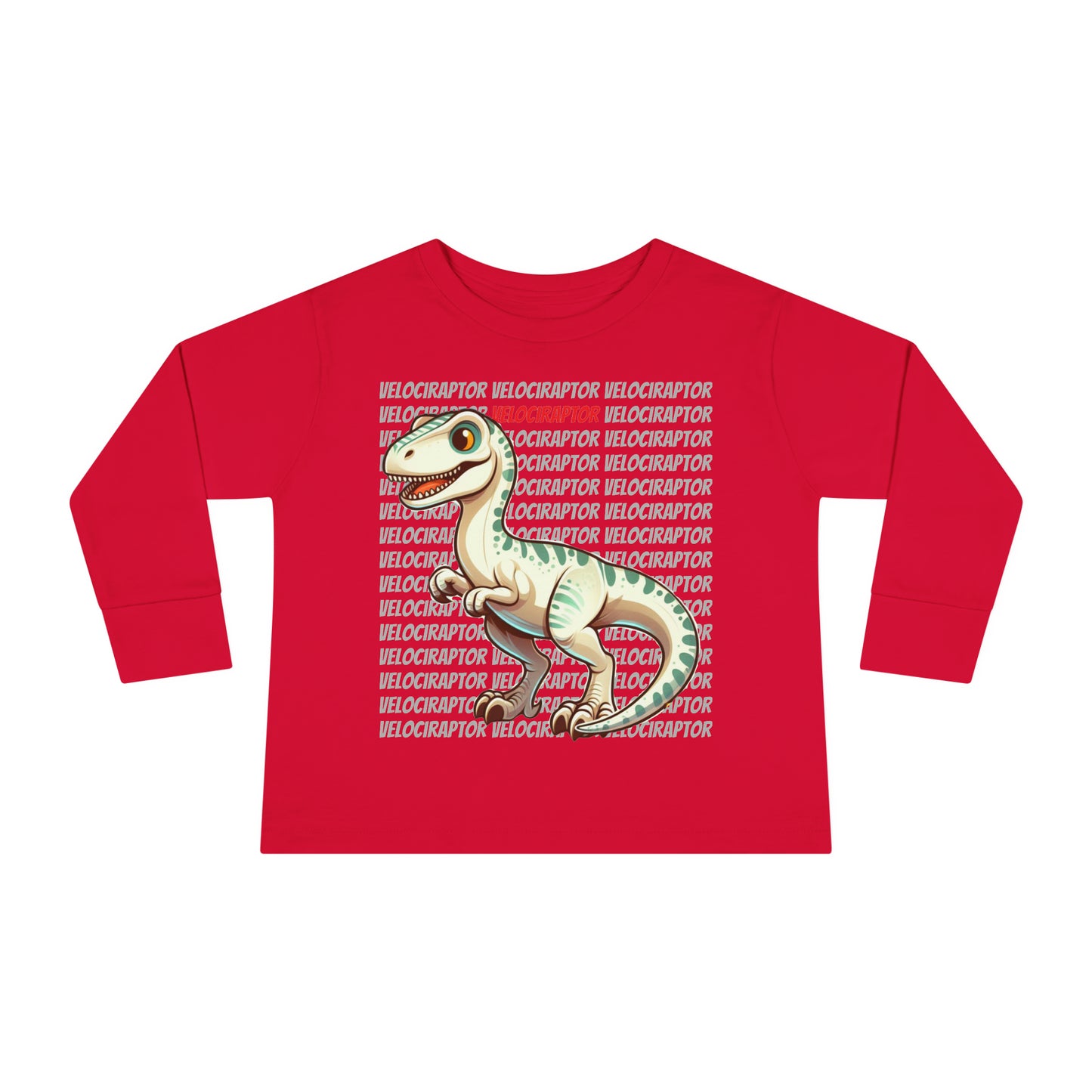 Velociraptor Dinosaur Cartoon Toddler Long Sleeve T-shirt