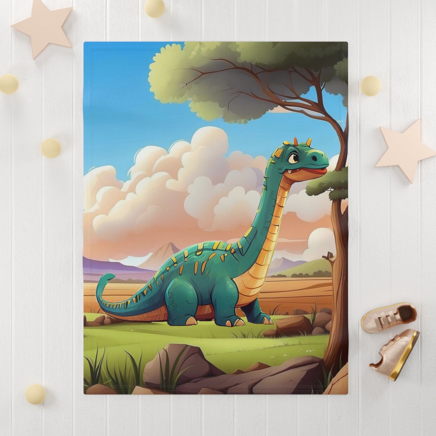 Brachiosaurus Dinosaur Soft Fleece Baby Blanket