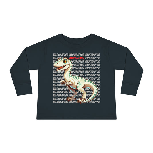 Velociraptor Dinosaur Cartoon Toddler Long Sleeve T-shirt