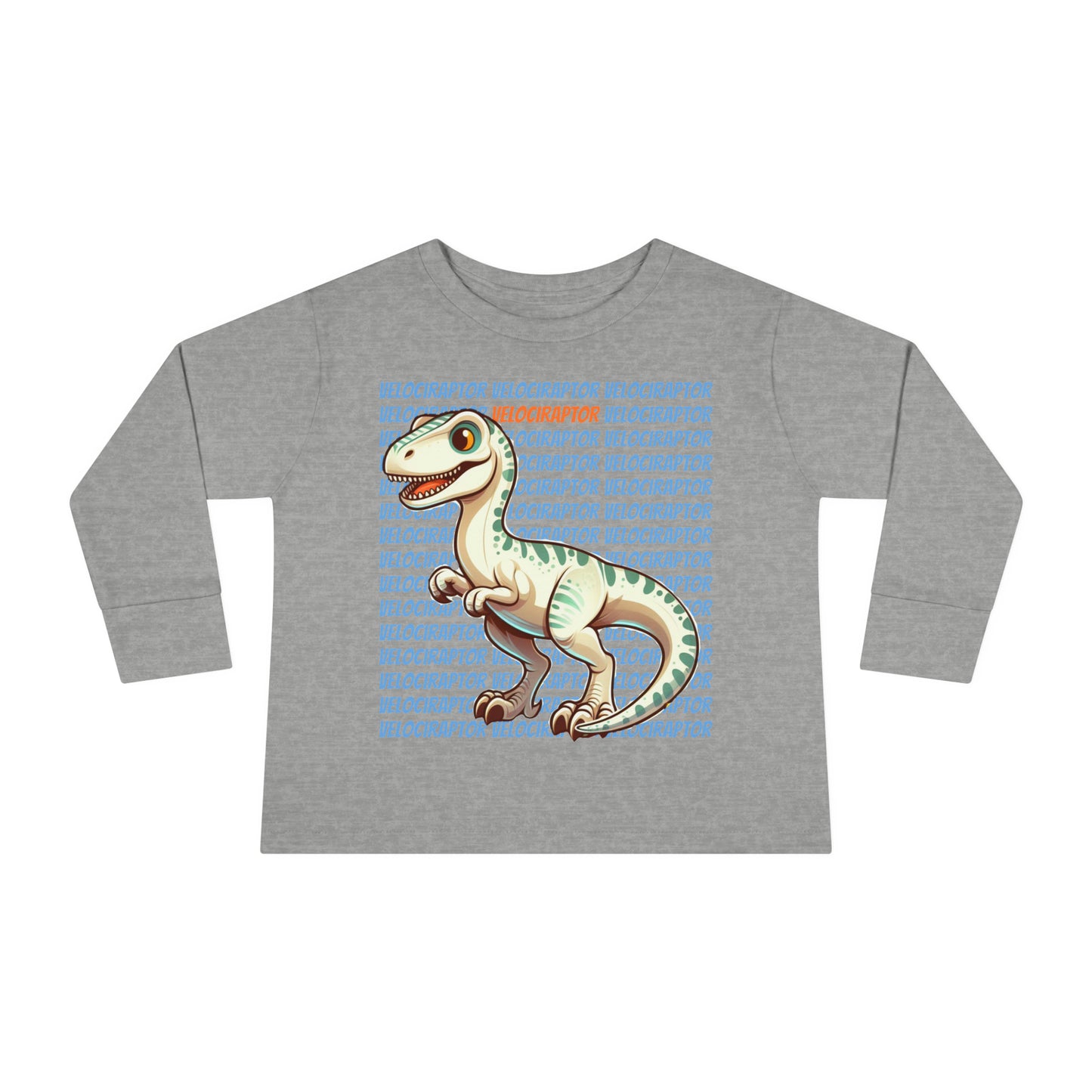 Velociraptor Dinosaur Cartoon Toddler Long Sleeve T-shirt