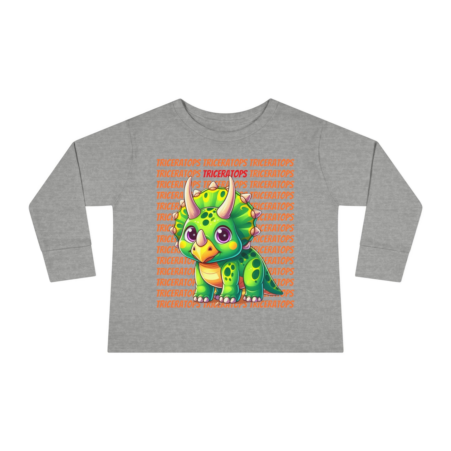 Triceratops Cartoon Dinosaur Toddler & Kids Long Sleeve T-shirt