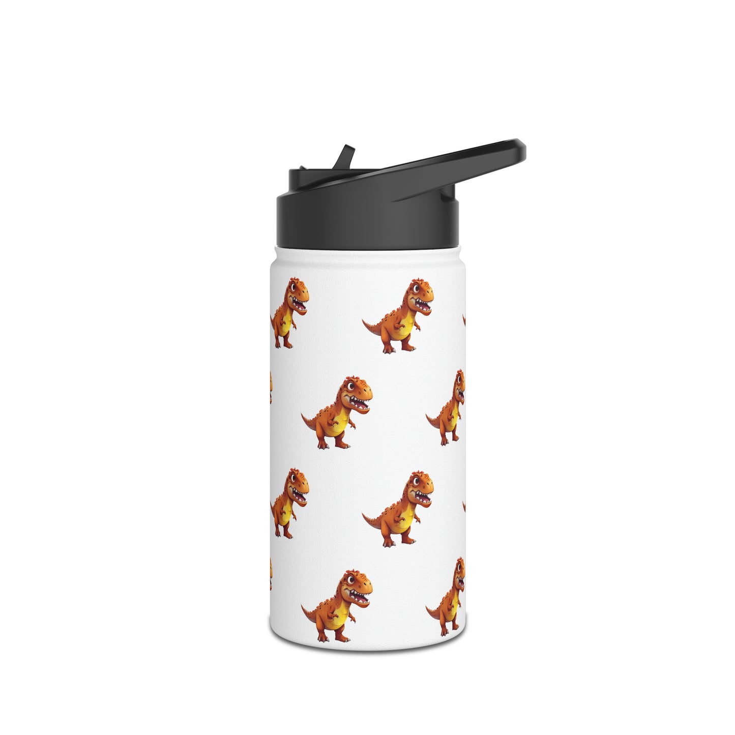 Cartoon T-rex Kids Tumbler Stainless Steel Water Bottle, Standard Lid