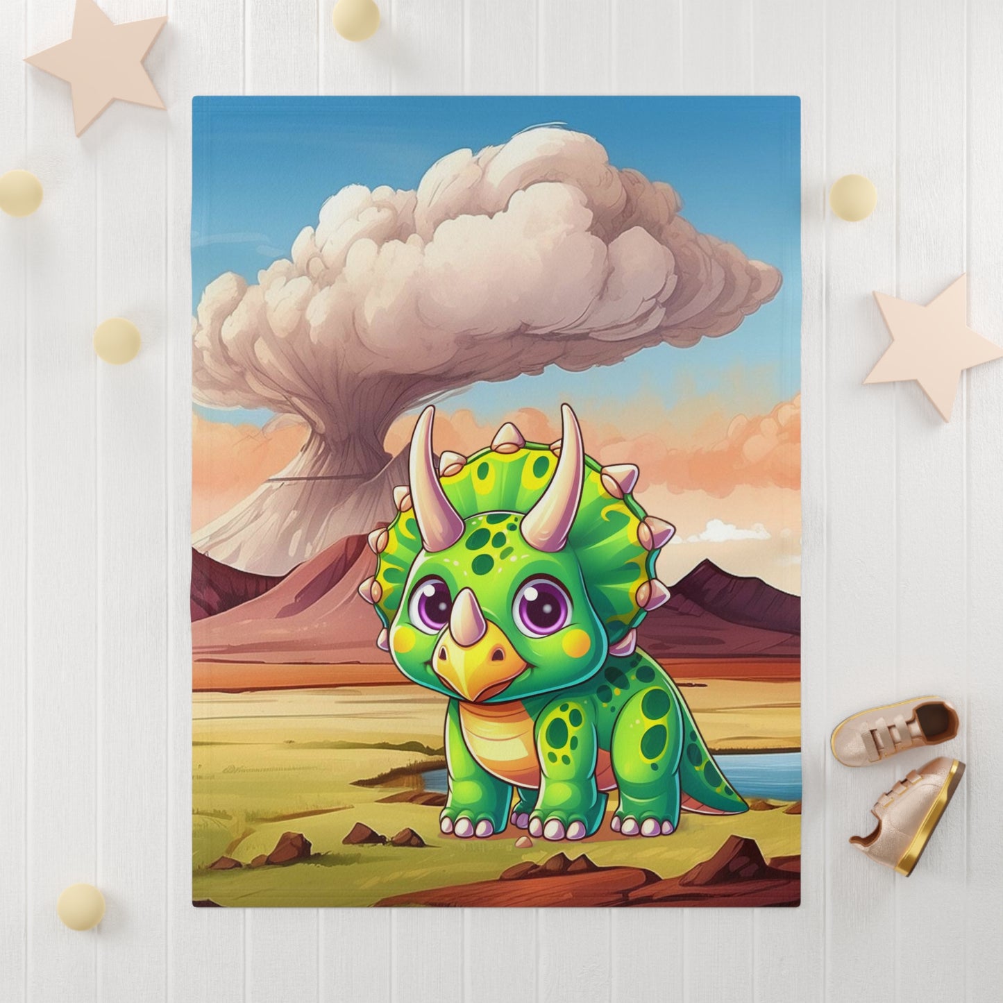 Triceratops Cartoon Dinosaur Soft Fleece Baby Blanket