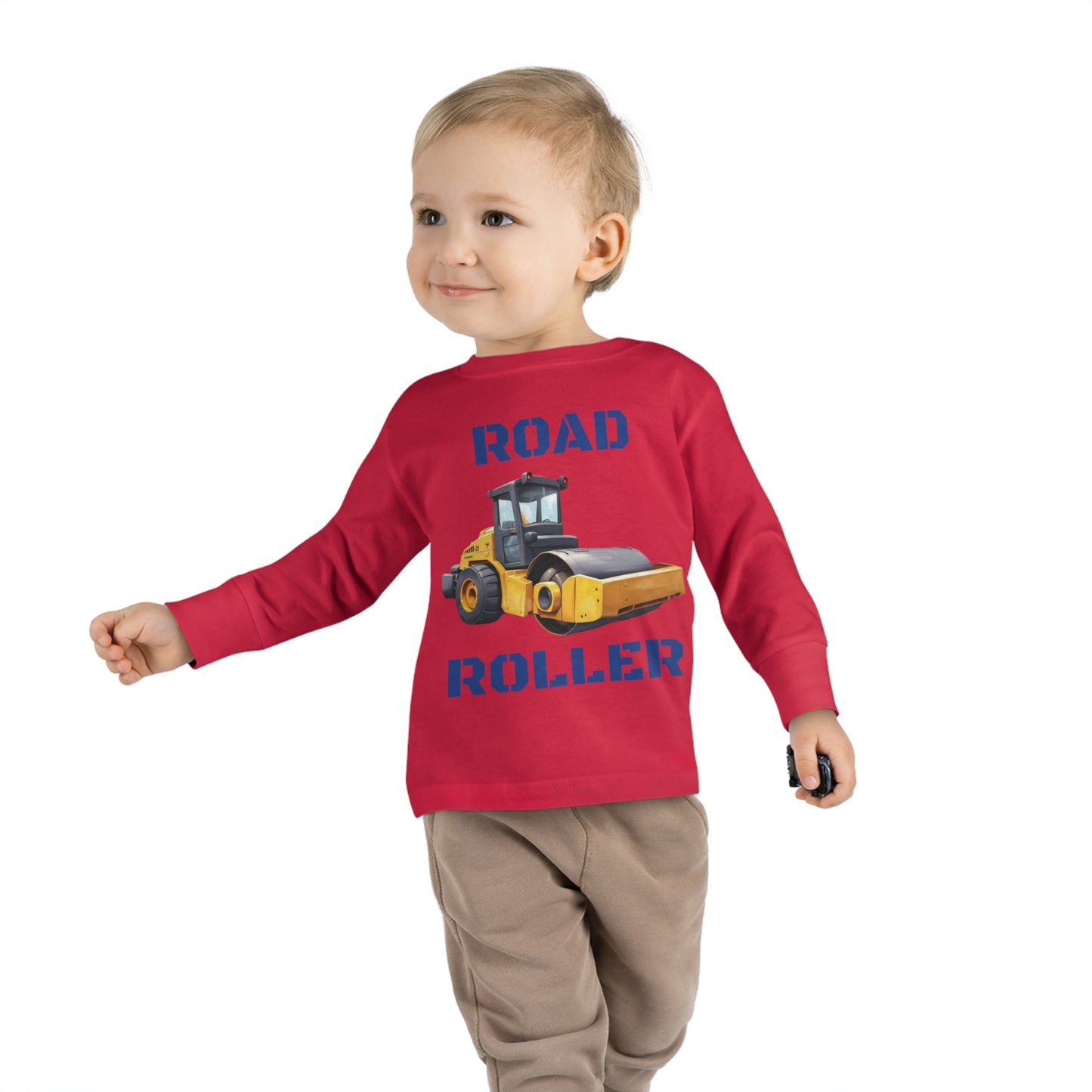 Road Roller Construction Vehicle Toddler Long Sleeve Tee