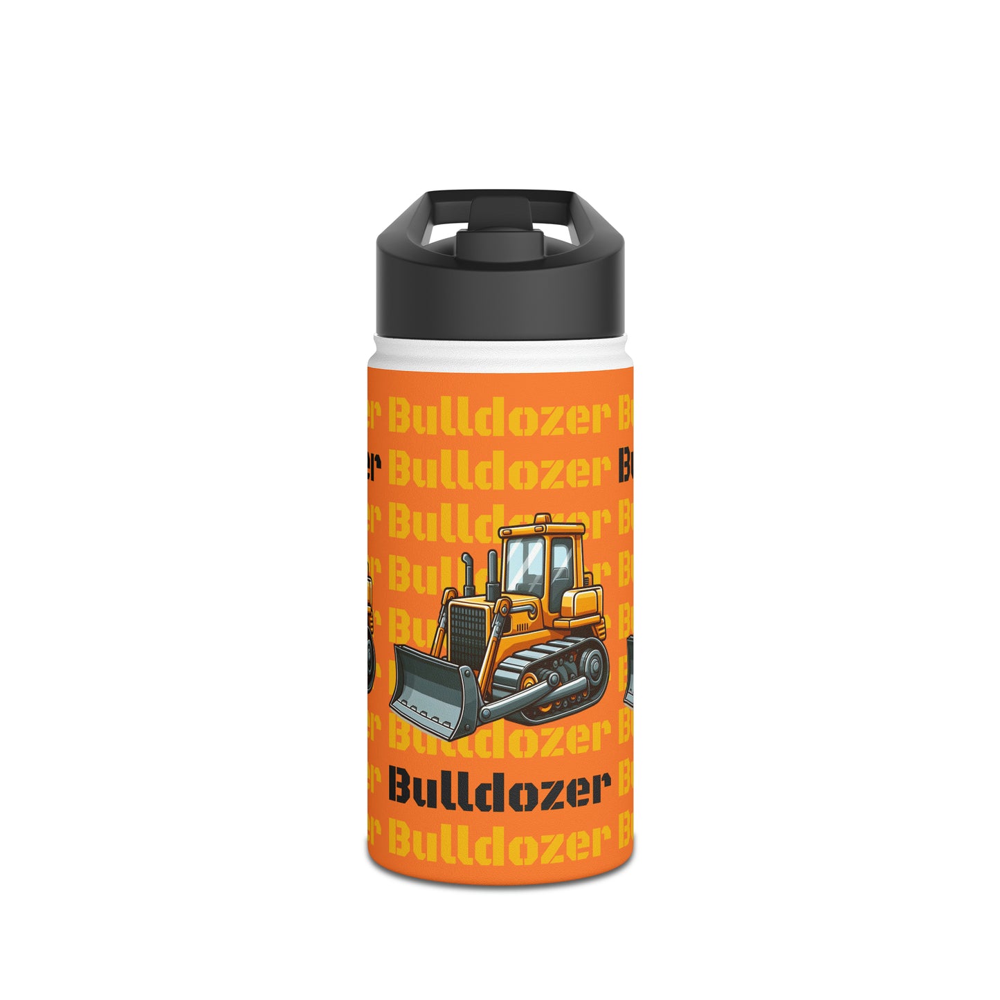 Kids & Toddler Bulldozer Construction Vehicle Stainless Steel Water Bottle, Standard Lid