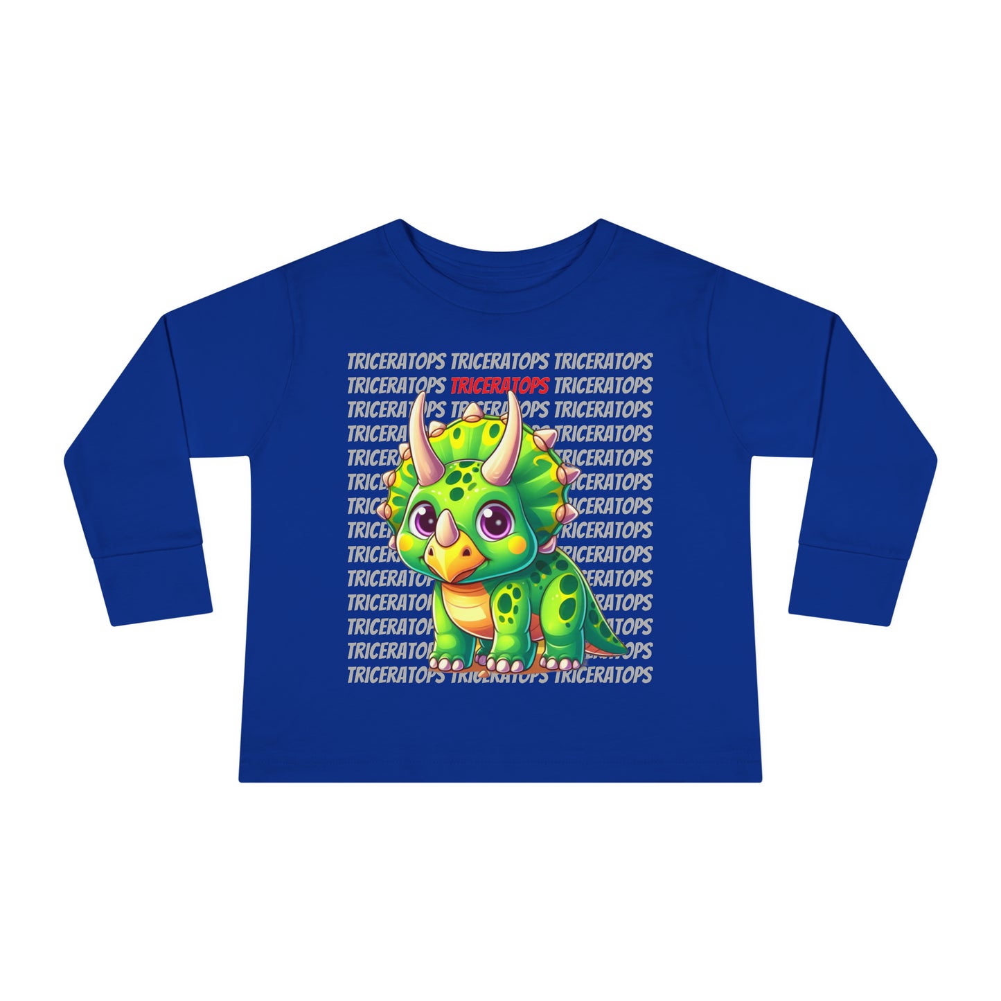 Triceratops Cartoon Dinosaur Toddler & Kids Long Sleeve T-shirt