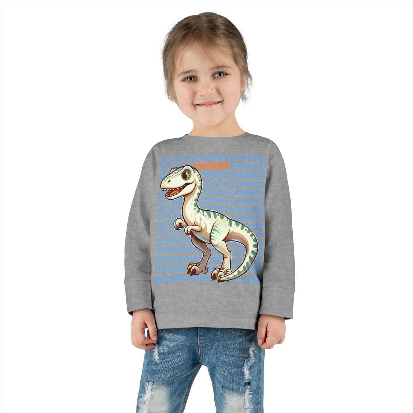 Velociraptor Dinosaur Cartoon Toddler Long Sleeve T-shirt