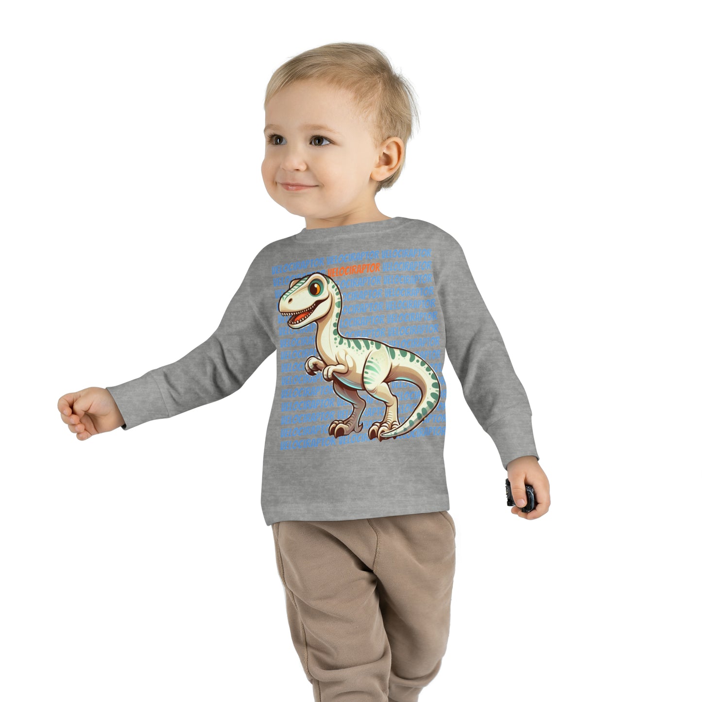 Velociraptor Dinosaur Cartoon Toddler Long Sleeve T-shirt