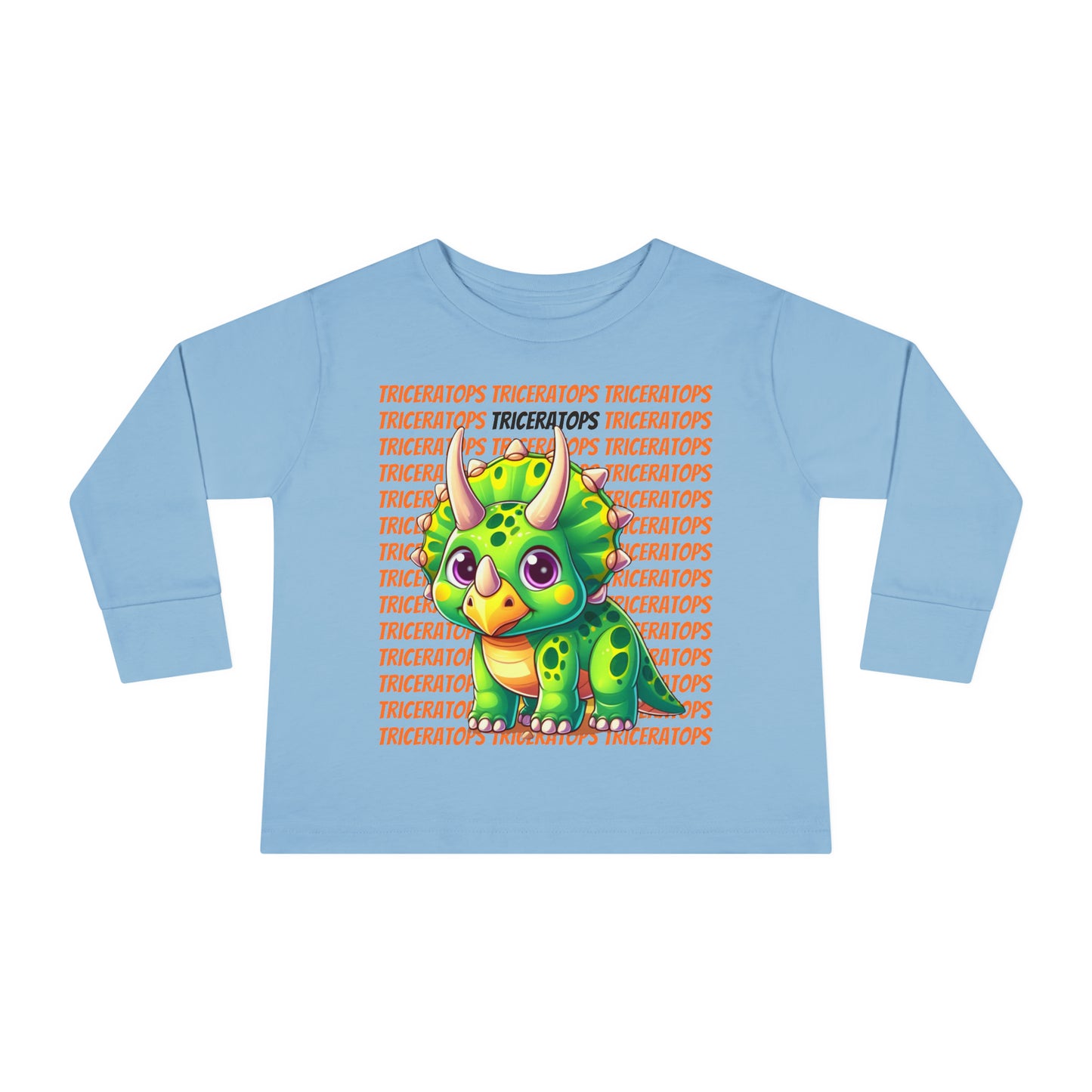 Triceratops Cartoon Dinosaur Toddler & Kids Long Sleeve T-shirt