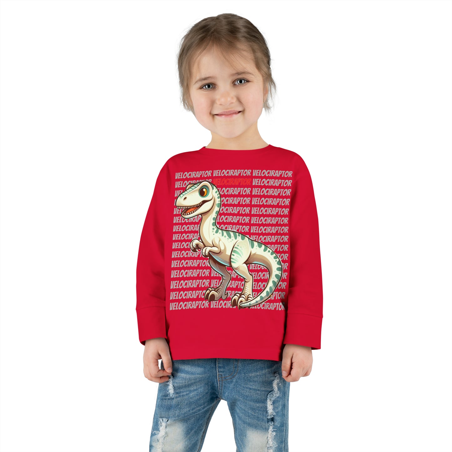 Velociraptor Dinosaur Cartoon Toddler Long Sleeve T-shirt