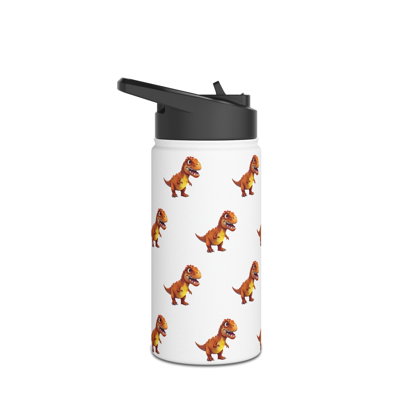 Cartoon T-rex Kids Tumbler Stainless Steel Water Bottle, Standard Lid