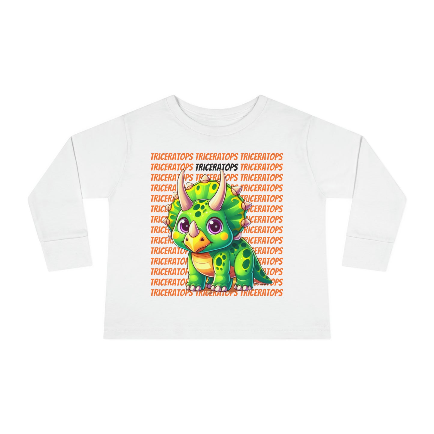 Triceratops Cartoon Dinosaur Toddler & Kids Long Sleeve T-shirt